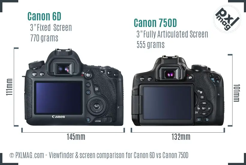 Canon 6D vs Canon 750D Screen and Viewfinder comparison Canon 6D vs Canon 750D Screen and Viewfinder comparison