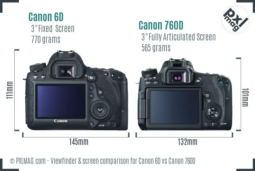 Canon 6D vs Canon 760D Screen and Viewfinder comparison Canon 6D vs Canon 760D Screen and Viewfinder comparison