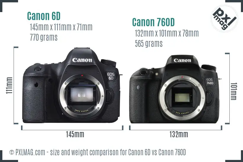 Canon 6D vs Canon 760D size comparison Canon 6D vs Canon 760D size comparison