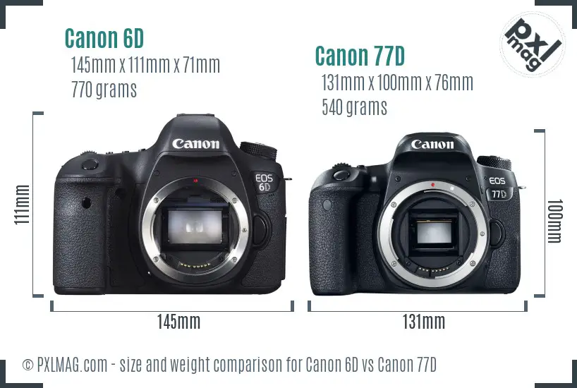 Canon 6D vs Canon 77D size comparison