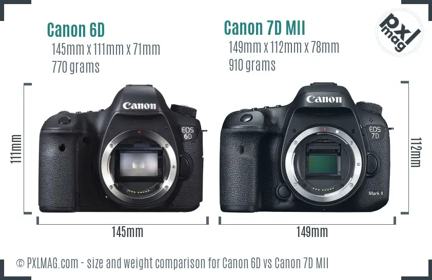Canon 6D vs Canon 7D MII size comparison