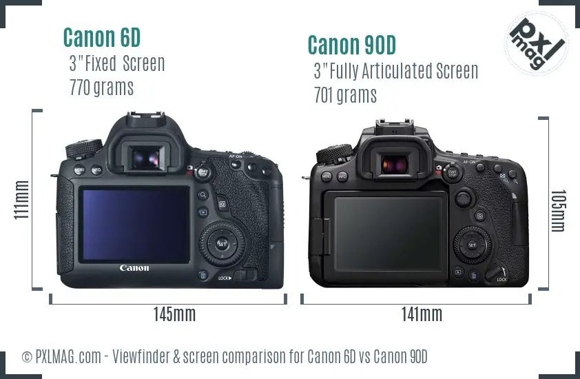 Canon 6D vs Canon 90D Screen and Viewfinder comparison