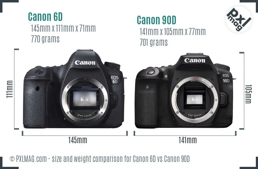 Canon 6D vs Canon 90D size comparison