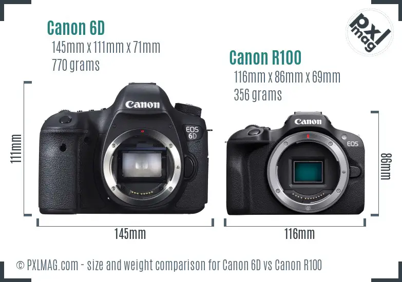 Canon 6D vs Canon R100 size comparison Canon 6D vs Canon R100 size comparison