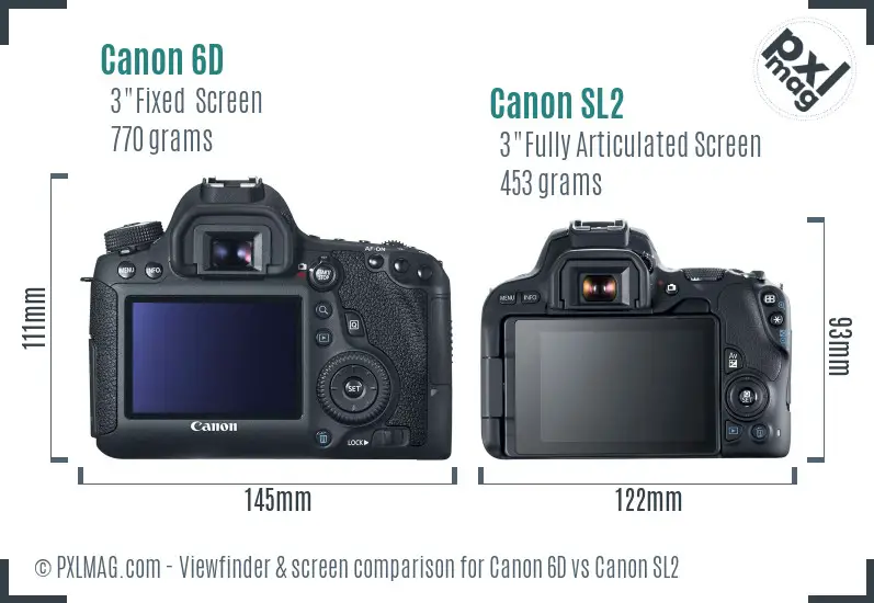 Canon 6D vs Canon SL2 Screen and Viewfinder comparison