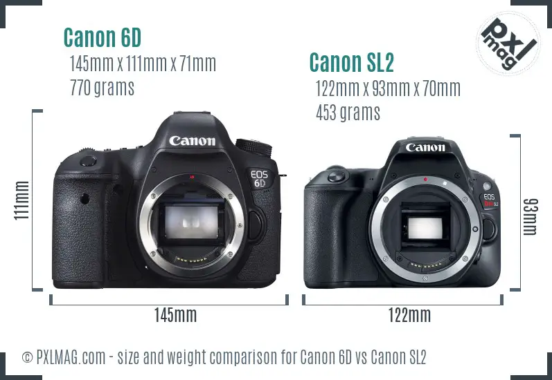 Canon 6D vs Canon SL2 size comparison