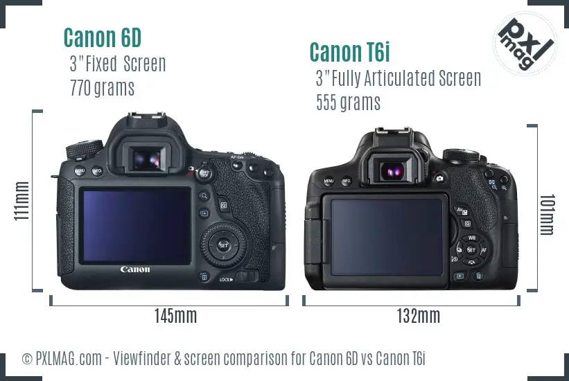 Canon 6D vs Canon T6i Screen and Viewfinder comparison Canon 6D vs Canon T6i Screen and Viewfinder comparison