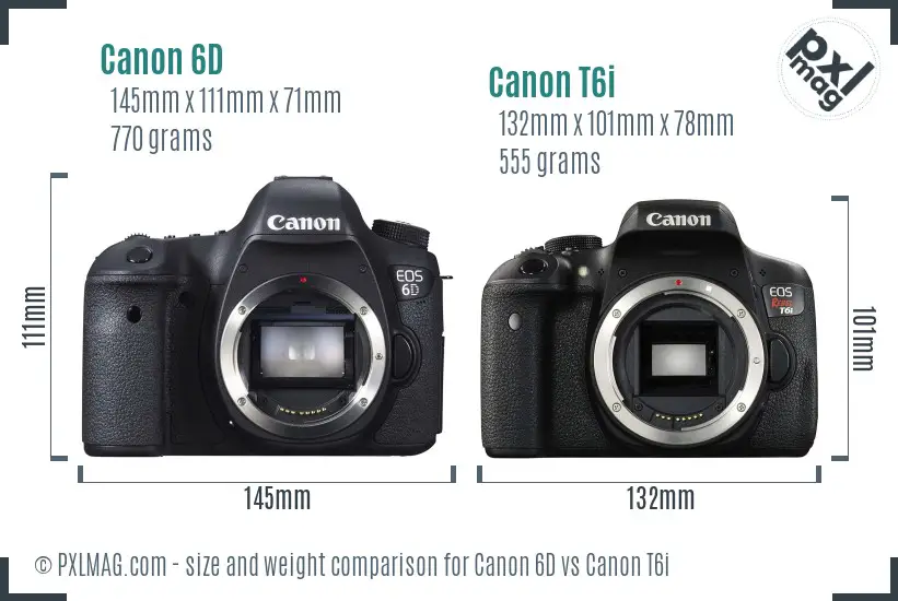Canon 6D vs Canon T6i size comparison Canon 6D vs Canon T6i size comparison