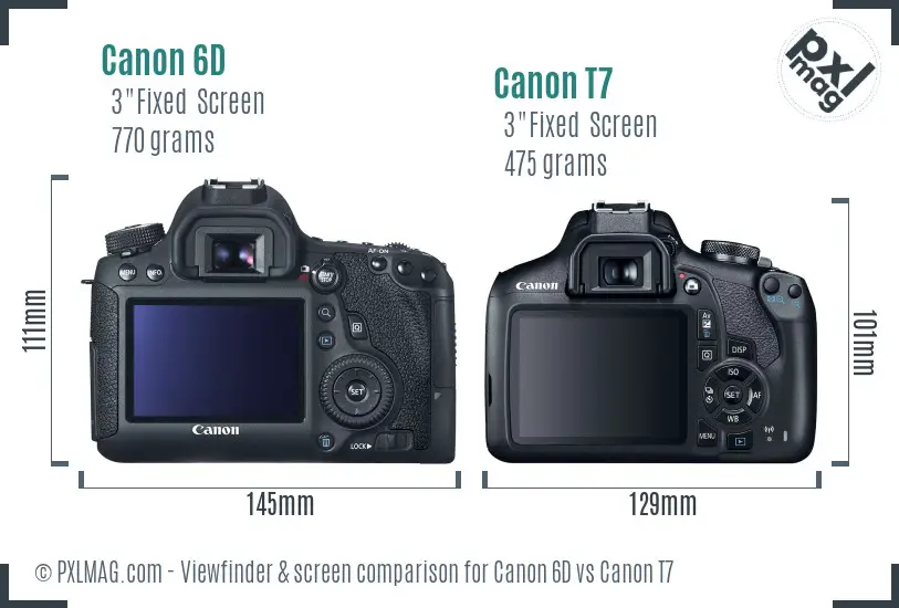 Canon 6D vs Canon T7 Screen and Viewfinder comparison Canon 6D vs Canon T7 Screen and Viewfinder comparison
