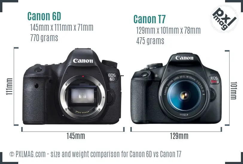 Canon 6D vs Canon T7 size comparison Canon 6D vs Canon T7 size comparison