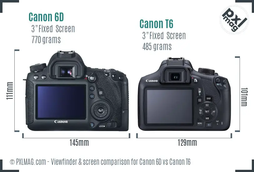 Canon 6D vs Canon T6 Screen and Viewfinder comparison