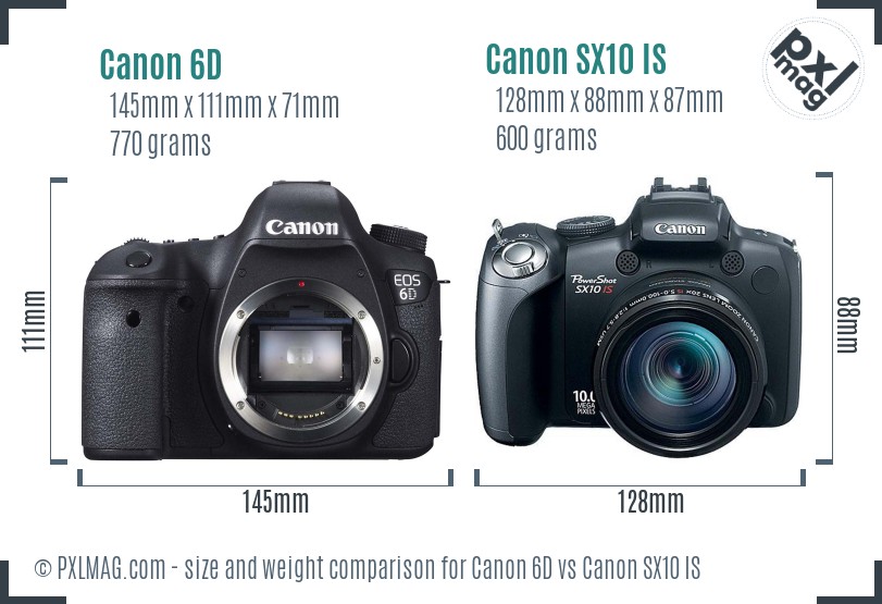 Canon 6D vs Canon SX10 IS size comparison Canon 6D vs Canon SX10 IS size comparison