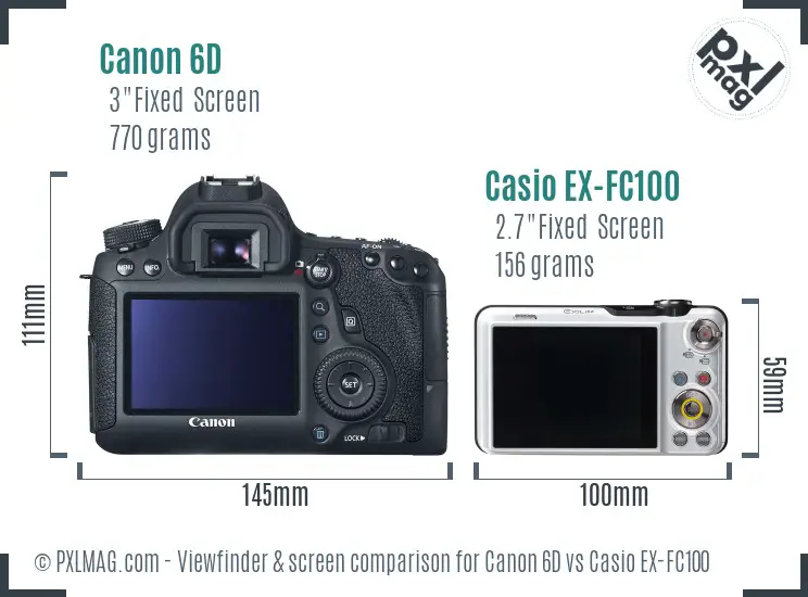 Canon 6D vs Casio EX-FC100 Screen and Viewfinder comparison