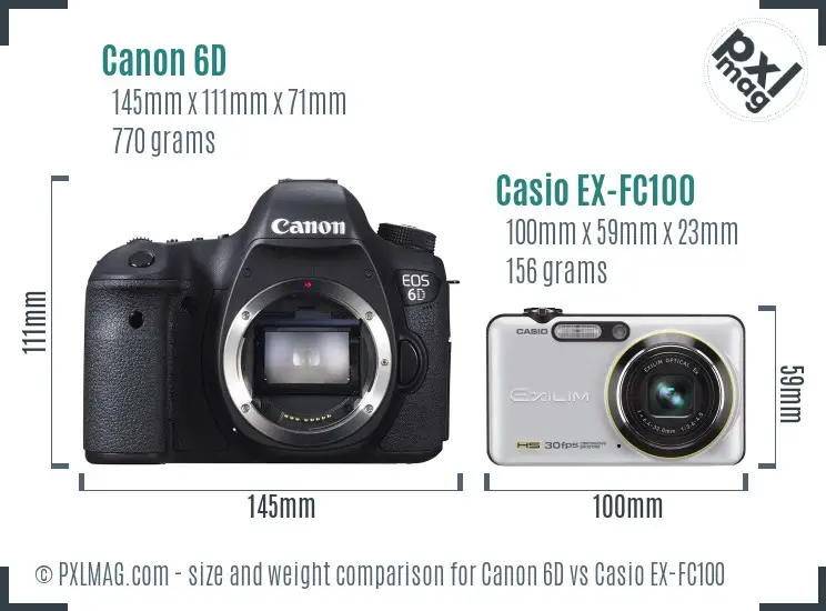 Canon 6D vs Casio EX-FC100 size comparison