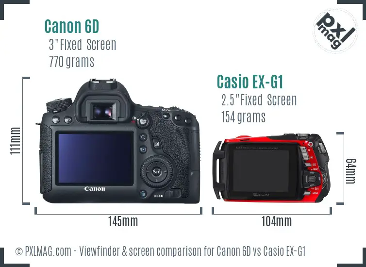 Canon 6D vs Casio EX-G1 Screen and Viewfinder comparison