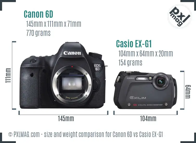 Canon 6D vs Casio EX-G1 size comparison
