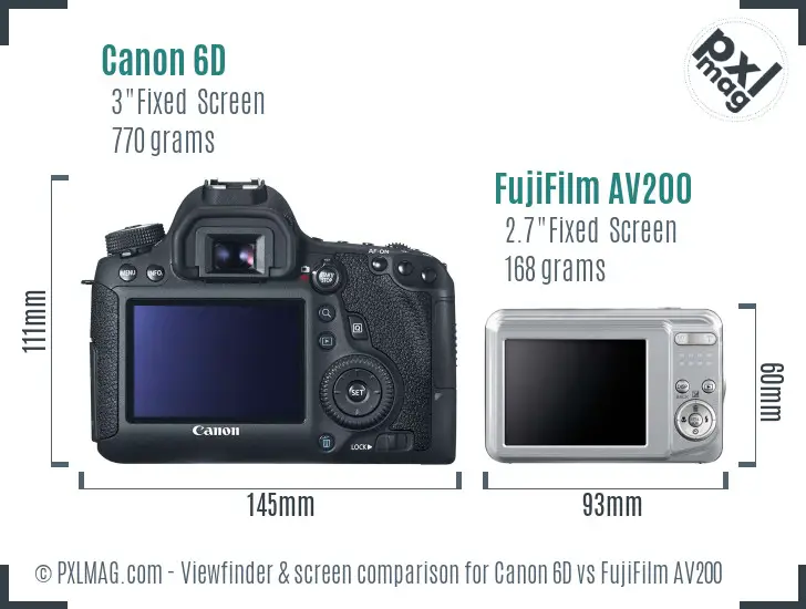 Canon 6D vs FujiFilm AV200 Screen and Viewfinder comparison
