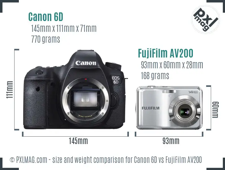 Canon 6D vs FujiFilm AV200 size comparison
