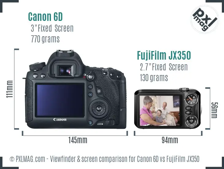 Canon 6D vs FujiFilm JX350 Screen and Viewfinder comparison