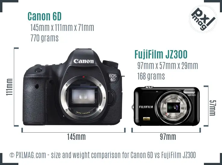 Canon 6D vs FujiFilm JZ300 size comparison