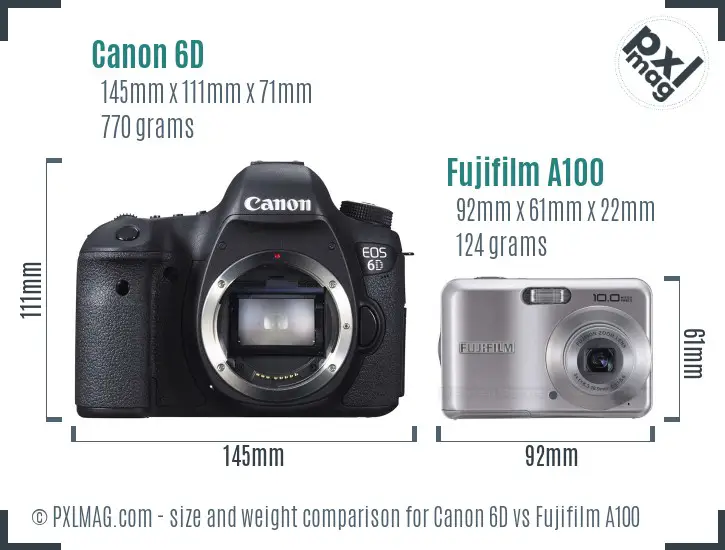 Canon 6D vs Fujifilm A100 size comparison