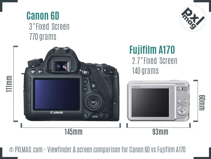 Canon 6D vs Fujifilm A170 Screen and Viewfinder comparison