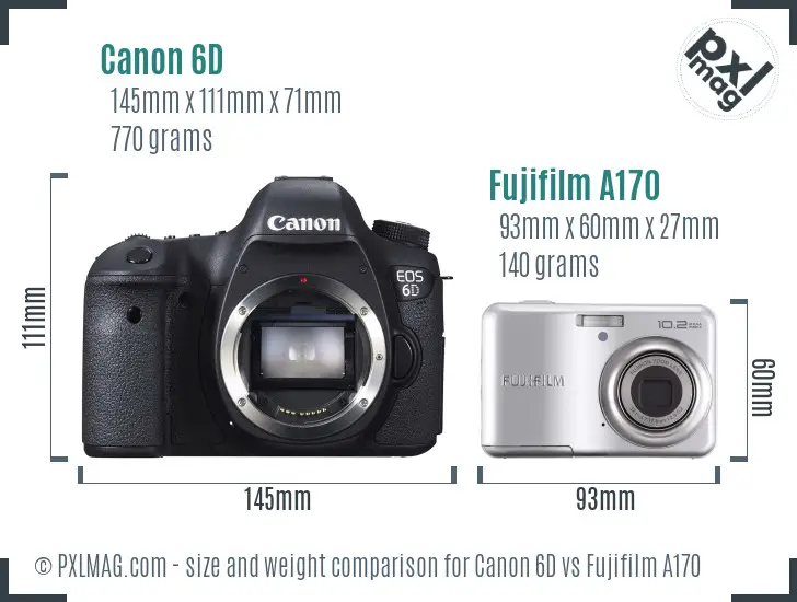 Canon 6D vs Fujifilm A170 size comparison