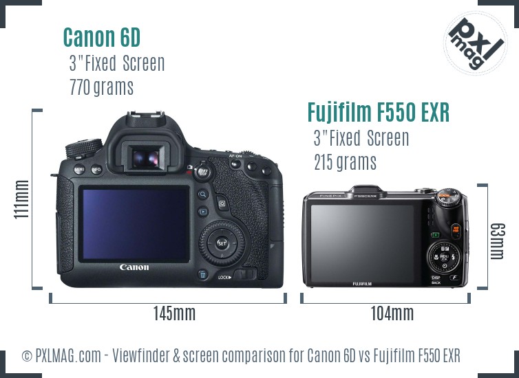 Canon 6D vs Fujifilm F550 EXR Screen and Viewfinder comparison