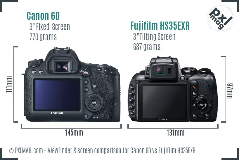 Canon 6D vs Fujifilm HS35EXR Screen and Viewfinder comparison