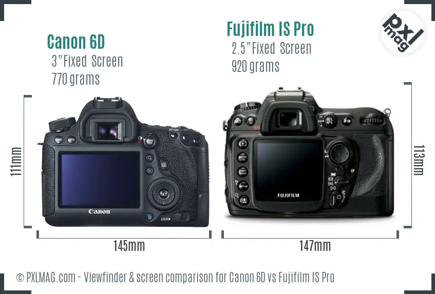 Canon 6D vs Fujifilm IS Pro Screen and Viewfinder comparison