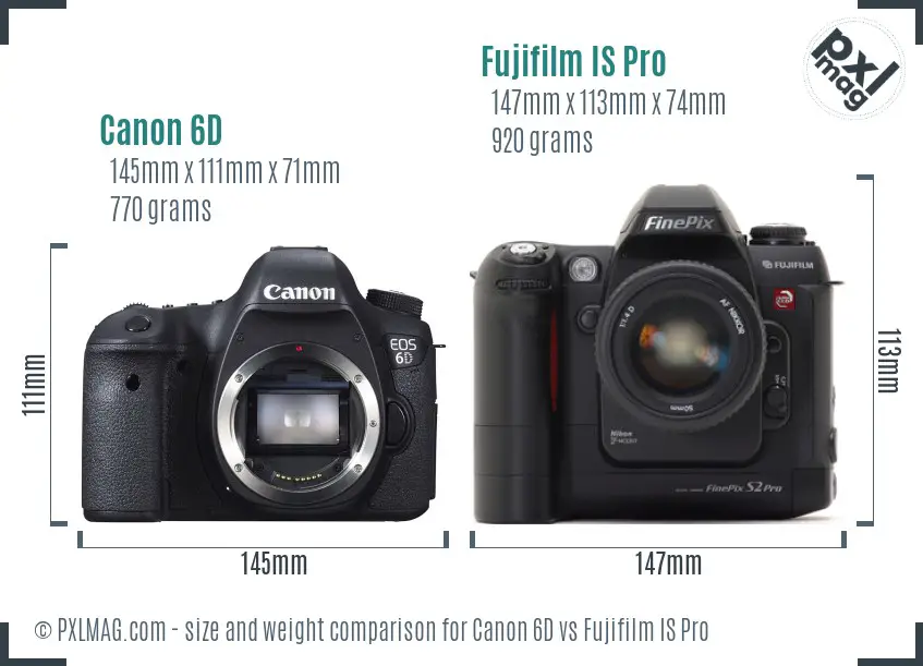 Canon 6D vs Fujifilm IS Pro size comparison