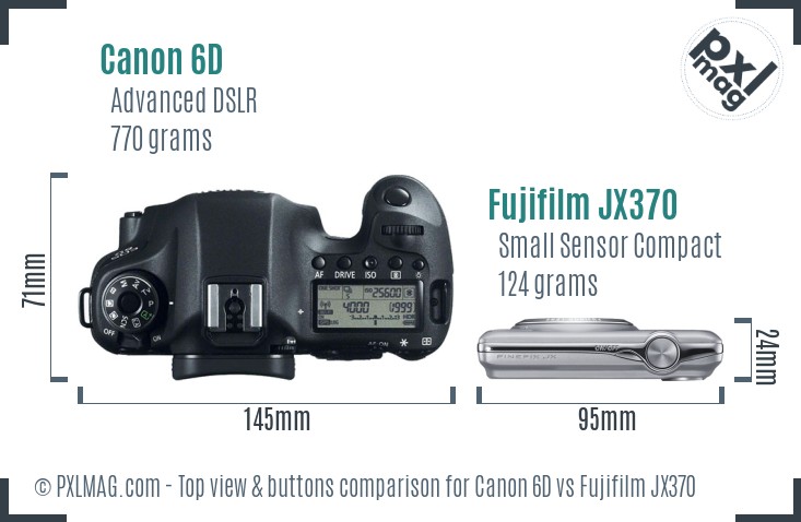 Canon 6D vs Fujifilm JX370 top view buttons comparison