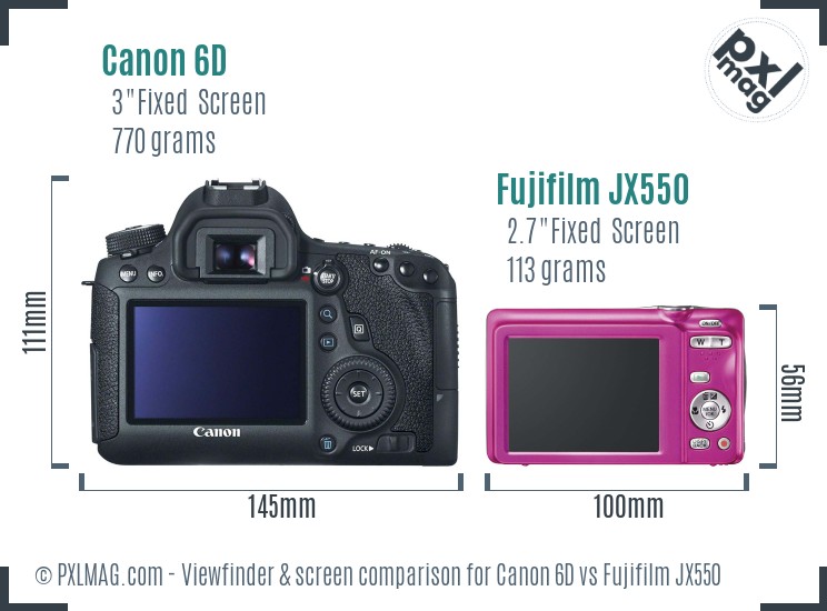 Canon 6D vs Fujifilm JX550 Screen and Viewfinder comparison