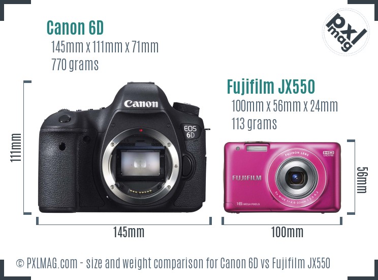 Canon 6D vs Fujifilm JX550 size comparison Canon 6D vs Fujifilm JX550 size comparison