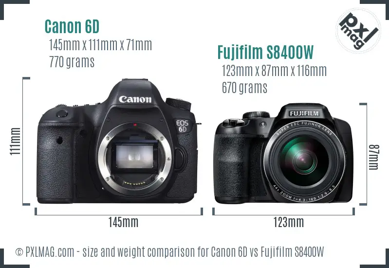 Canon 6D vs Fujifilm S8400W size comparison