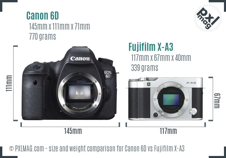 Canon 6D vs Fujifilm X-A3 size comparison