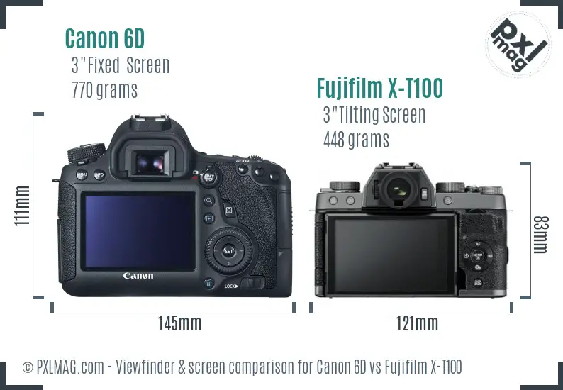 Canon 6D vs Fujifilm X-T100 Screen and Viewfinder comparison