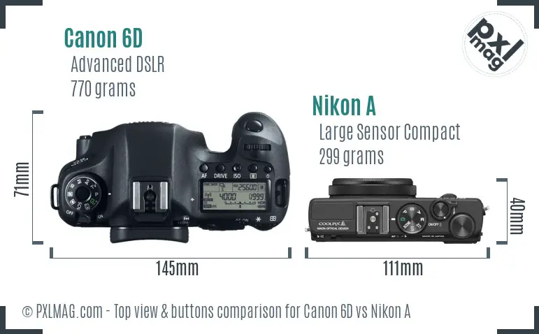 Canon 6D vs Nikon A top view buttons comparison
