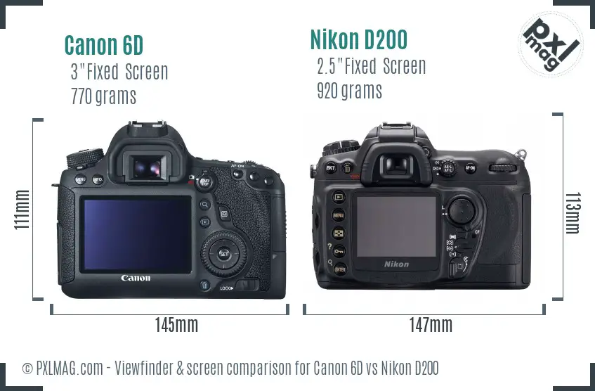 Canon 6D vs Nikon D200 Screen and Viewfinder comparison