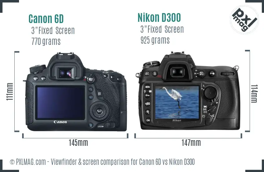 Canon 6D vs Nikon D300 Screen and Viewfinder comparison