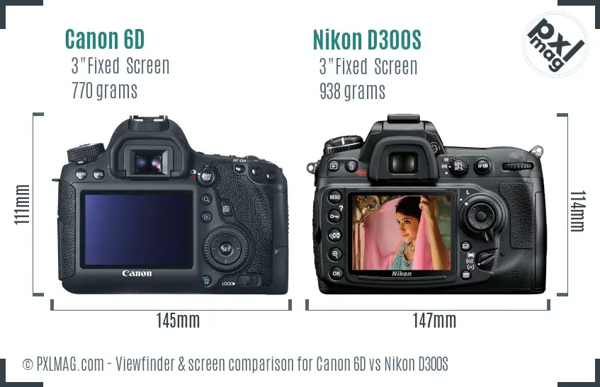Canon 6D vs Nikon D300S Screen and Viewfinder comparison
