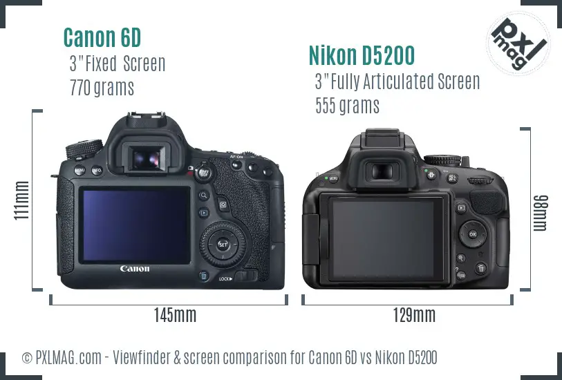 Canon 6D vs Nikon D5200 Screen and Viewfinder comparison Canon 6D vs Nikon D5200 Screen and Viewfinder comparison