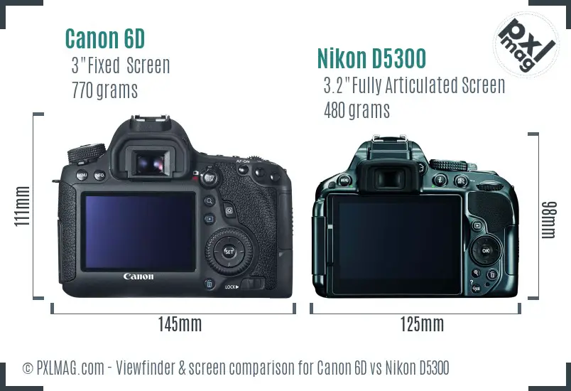 Canon 6D vs Nikon D5300 Screen and Viewfinder comparison