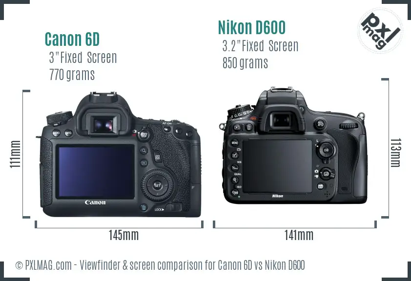 Canon 6D vs Nikon D600 Screen and Viewfinder comparison