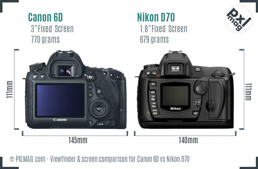 Canon 6D vs Nikon D70 Screen and Viewfinder comparison