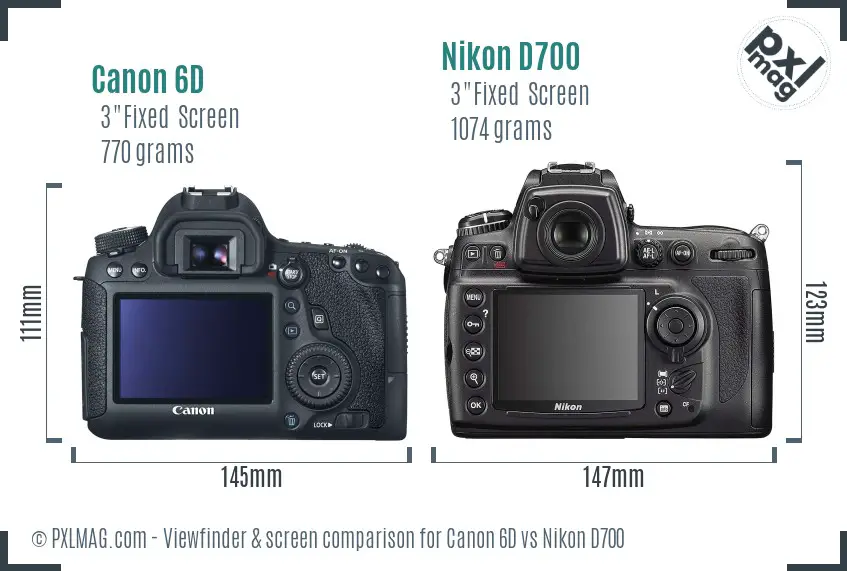 Canon 6D vs Nikon D700 Screen and Viewfinder comparison