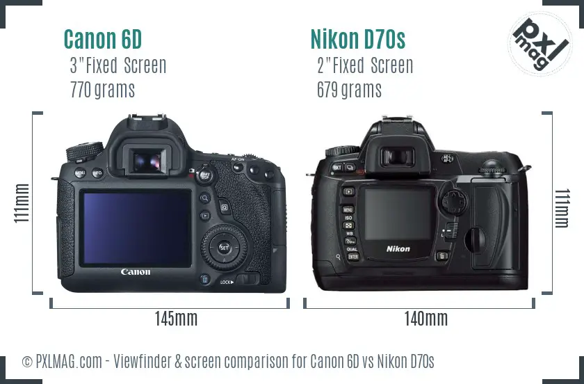 Canon 6D vs Nikon D70s Screen and Viewfinder comparison