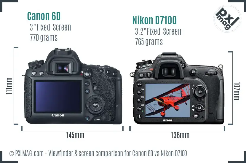 Canon 6D vs Nikon D7100 Screen and Viewfinder comparison
