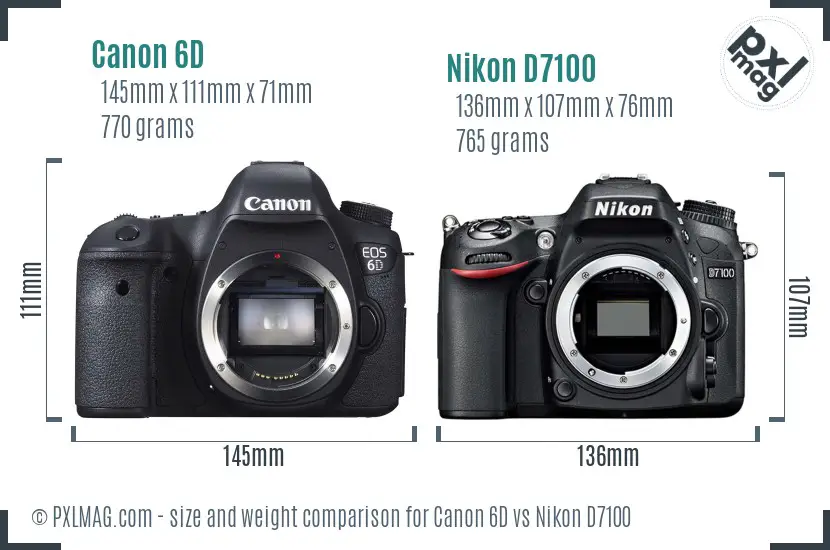 Canon 6D vs Nikon D7100 size comparison