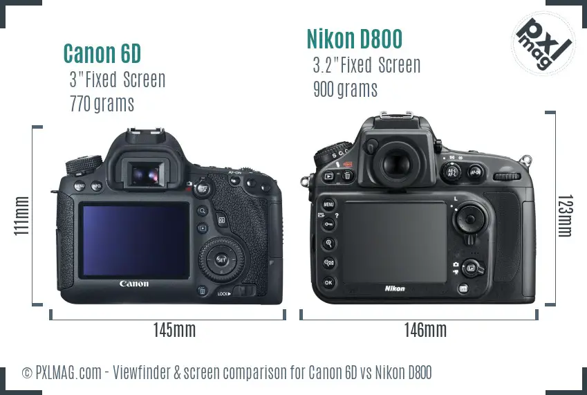 Canon 6D vs Nikon D800 Screen and Viewfinder comparison